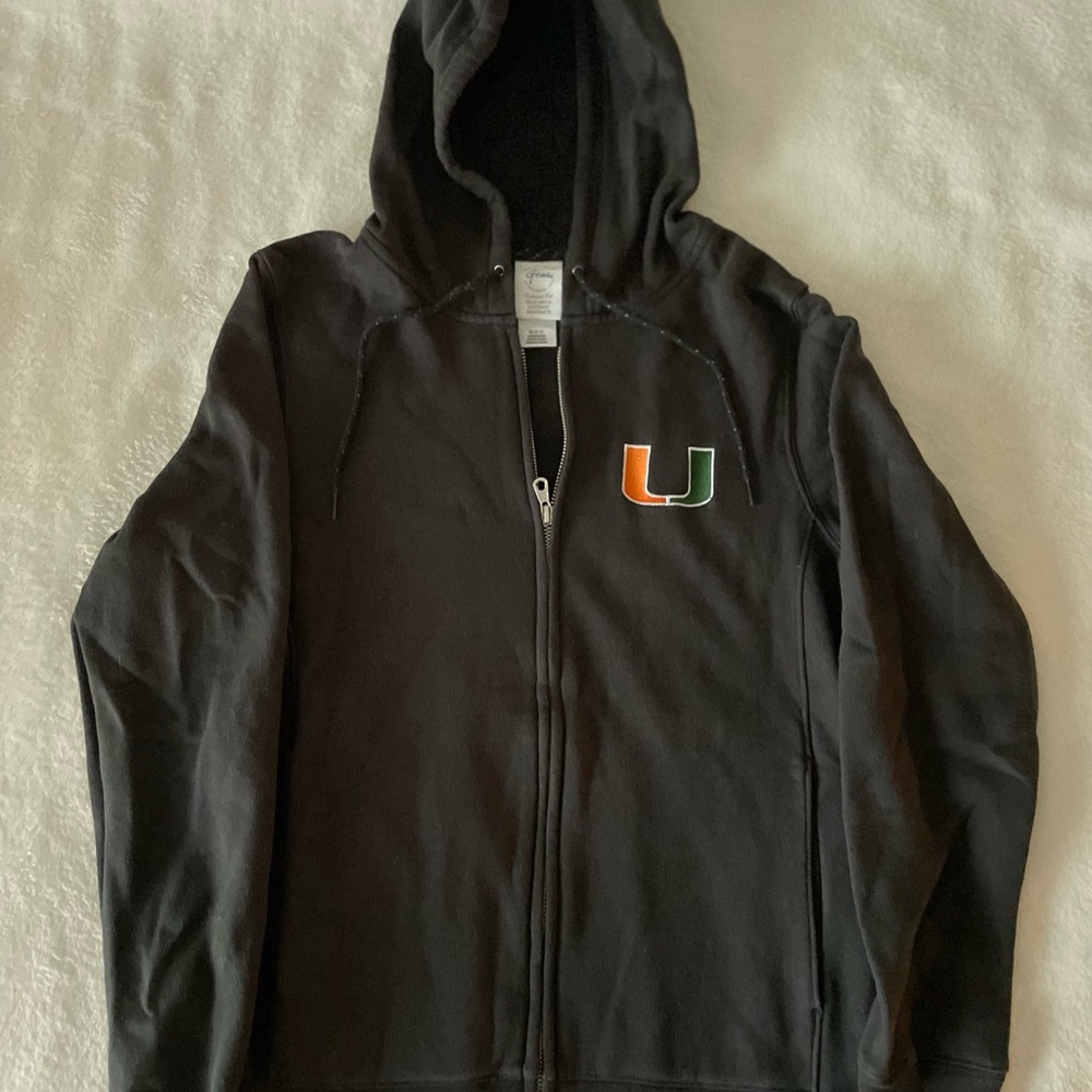 Miami Hurricanes women’s black hoodie with “U” logo